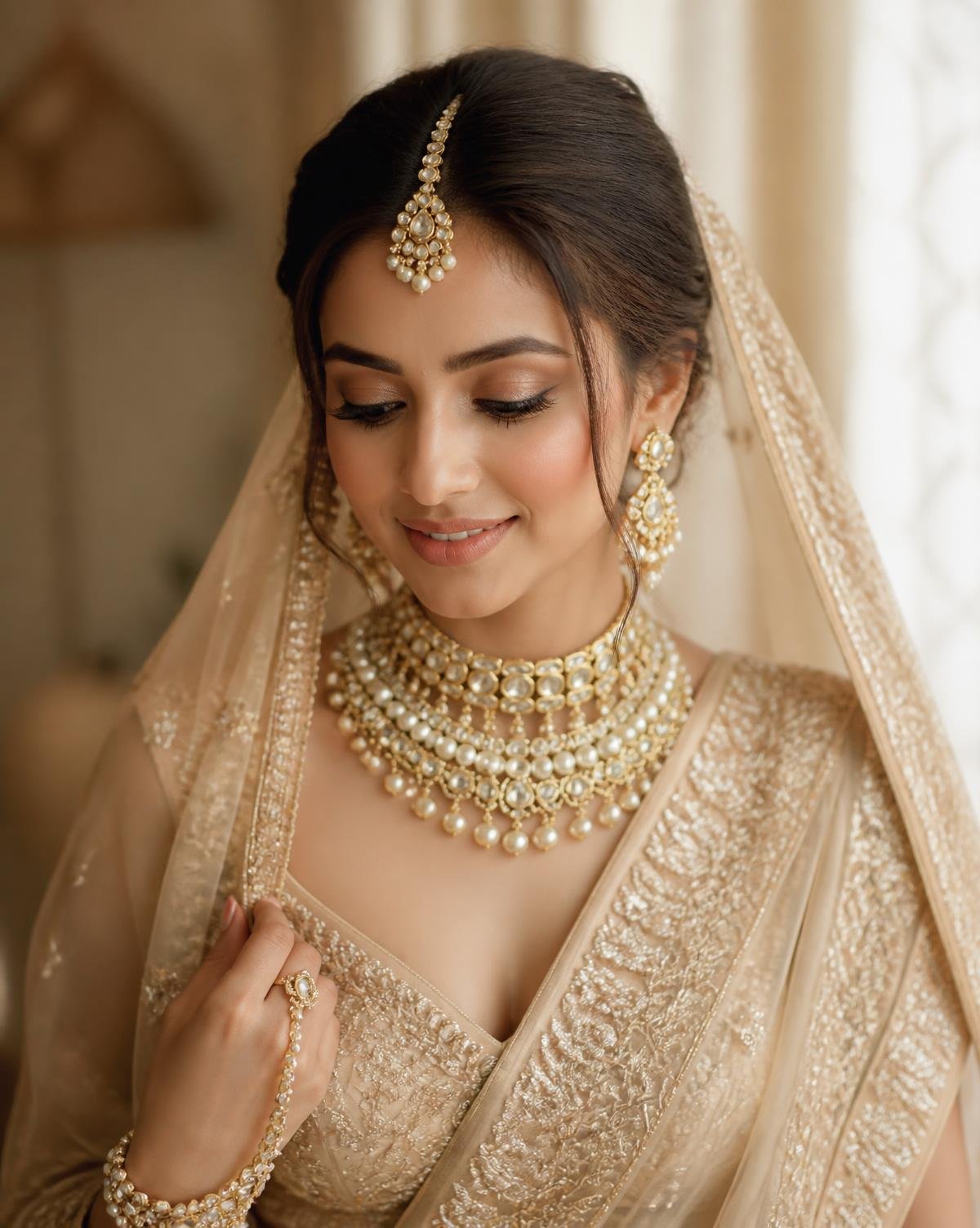 Indian bride in soft glam bridal makeup by Silver9